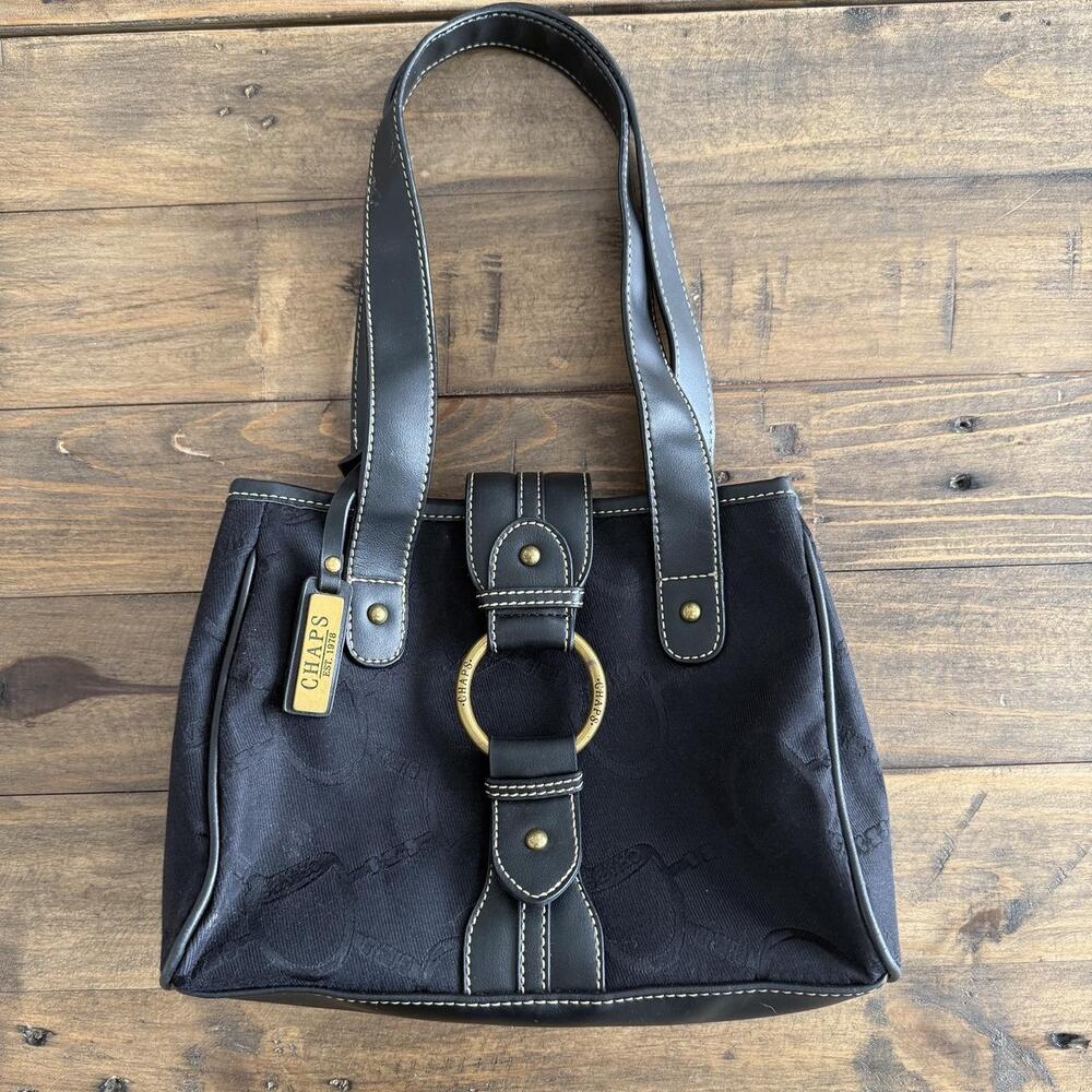 Vintage black leather Chaps purse